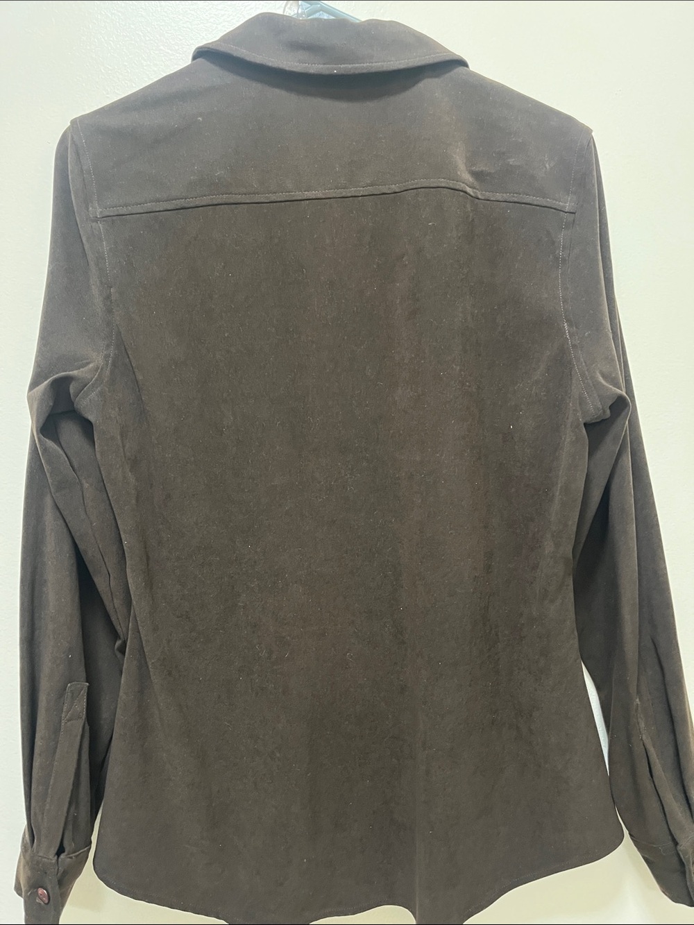 Vtg Geoffrey Beene Flannel Shirt Women 10 Brown Long Sleeve Button Up Minimalist - Picture 11 of 11